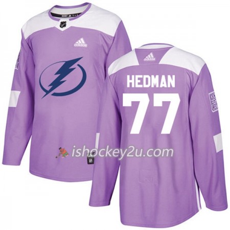 Mænd NHL Tampa Bay Lightning Trøje Victor Hedman 77 Adidas 2017-2018 Lilla Fights Cancer Practice Authentic